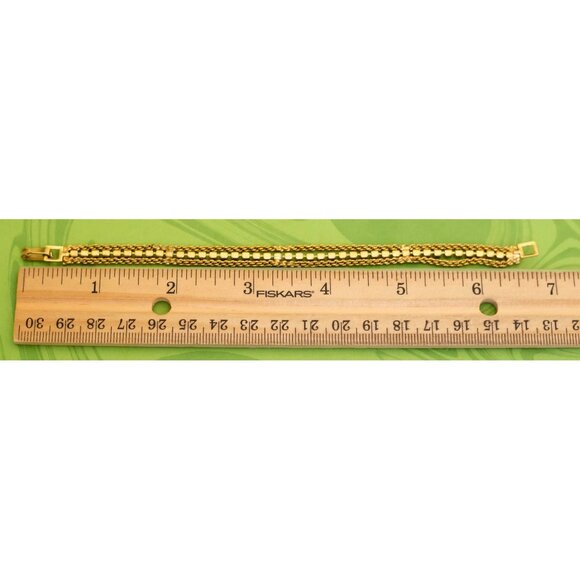 Vintage Intricate Rhinestones Chains Gold Tone Bracelet 6 3/4 inch - W10 - Picture 3 of 3